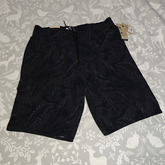 Men's Black Patterned Swim Shorts- BNWT-size S - Picture 2 of 7